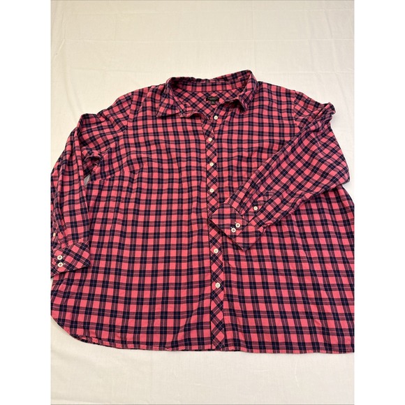 Talbots Woman's Long Sleeve Pink/Blue Plaid Cotton Button Down Shirt Size 3X - Picture 1 of 9